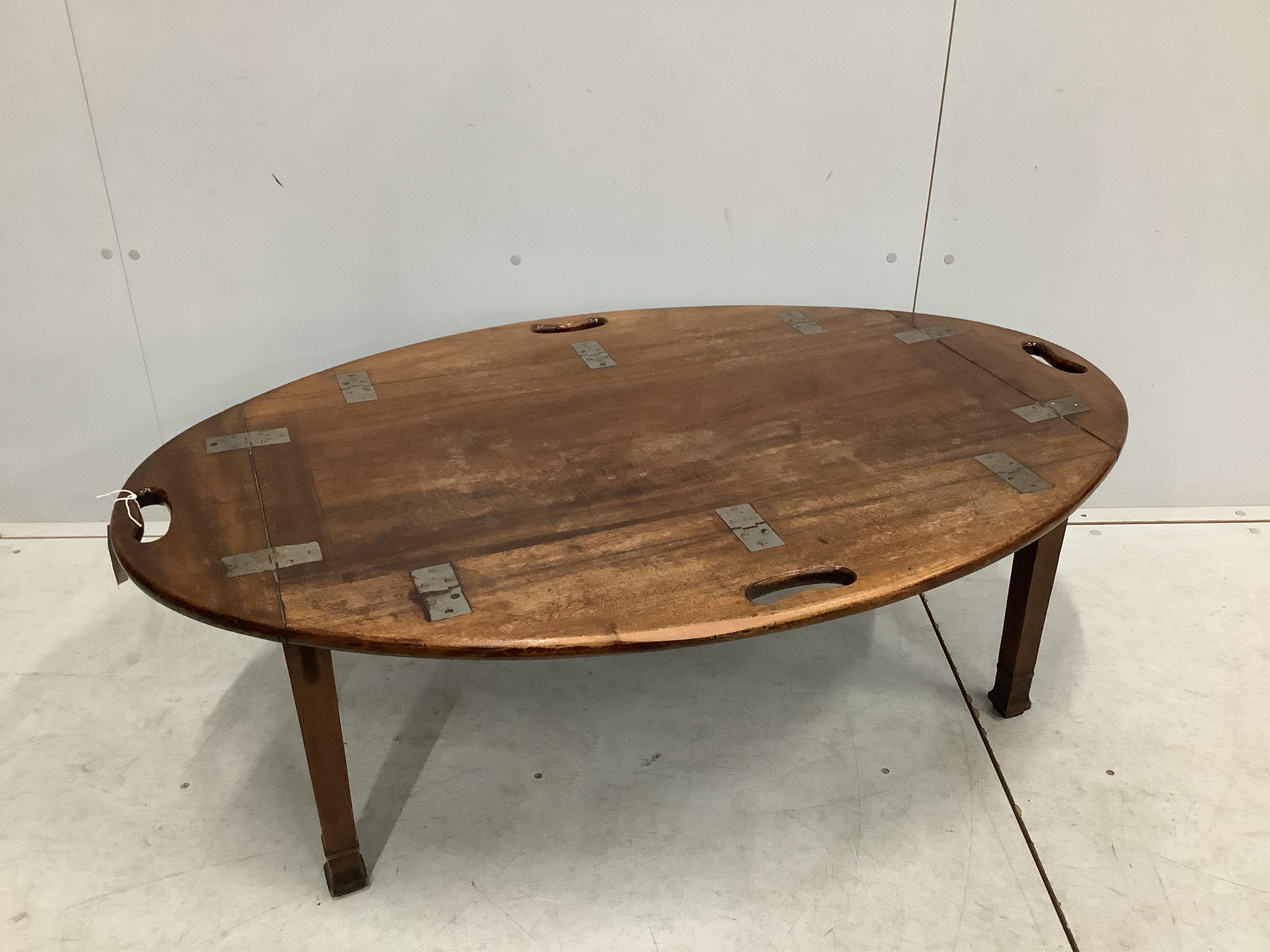 A butler's tray / coffee table, width 118cm, depth 77cm, height 43cm. Condition - fair